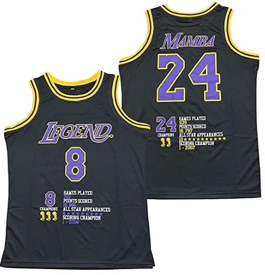 Men's Los Angeles Lakers Front #8 'Legend' Back #24 'Mamba' Kobe Bryant Black Stitched Jersey